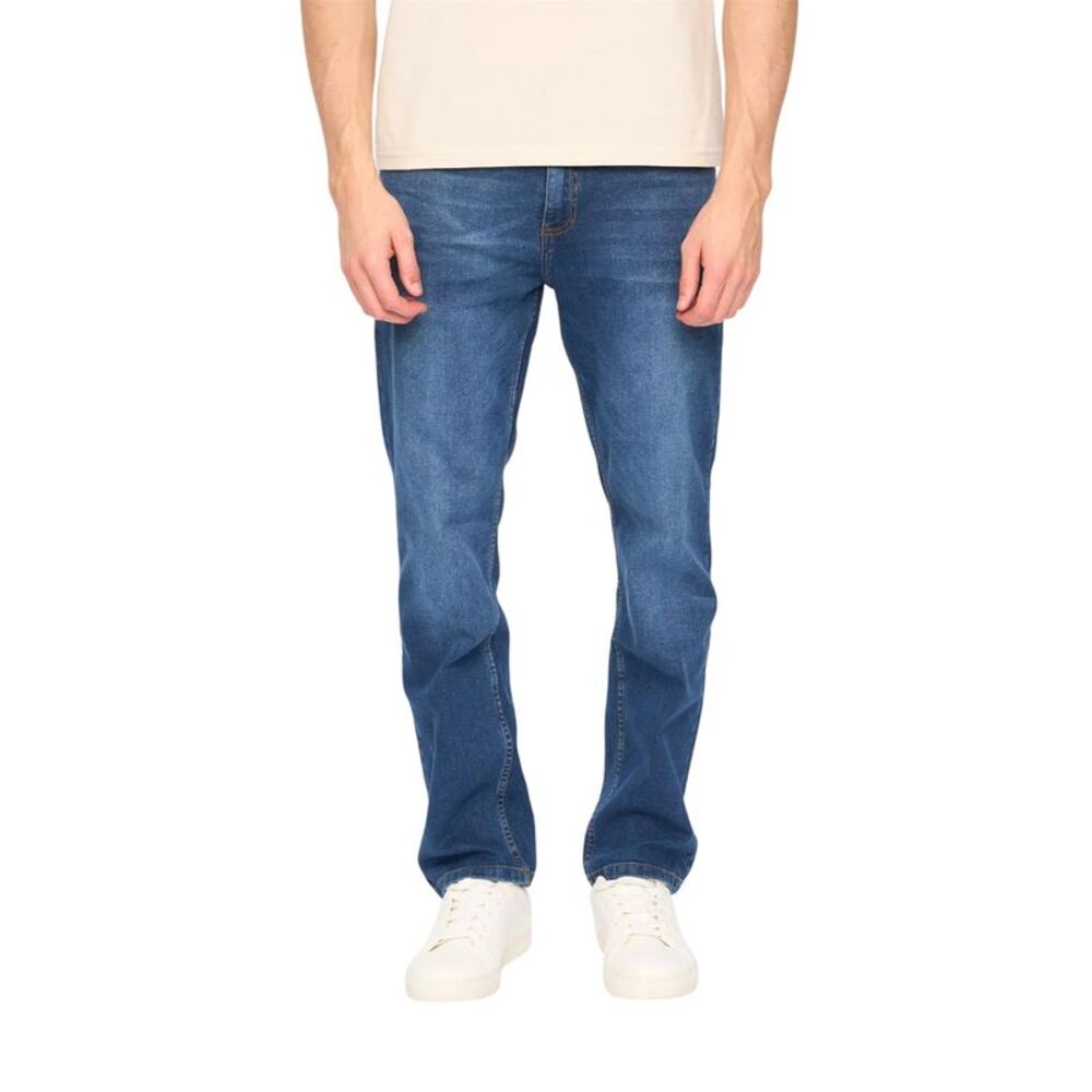 Duck and Cover Mens Elix Cotton Denim Straight Leg Jeans / Mid Wash